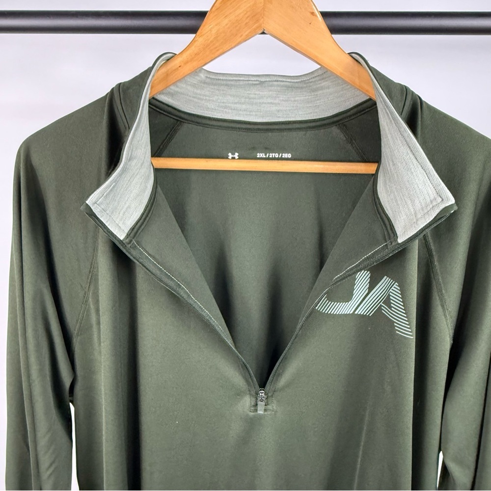 Under Armour Men's Olive Loose Fit Heatgear Half Zip Long sleeve Shirt Sz 2XL - Picture 3 of 6